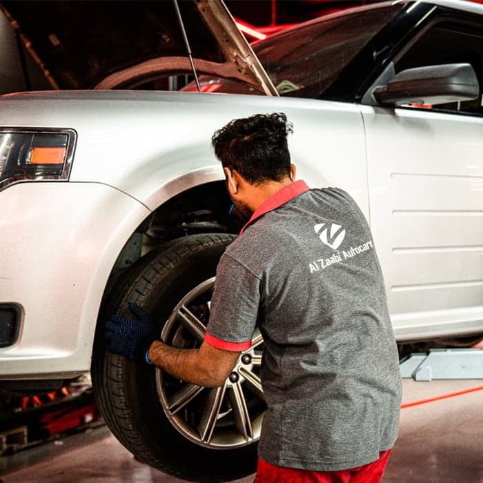 Car Wheel Alignment at Al Zaabi Autocare, Mussafah