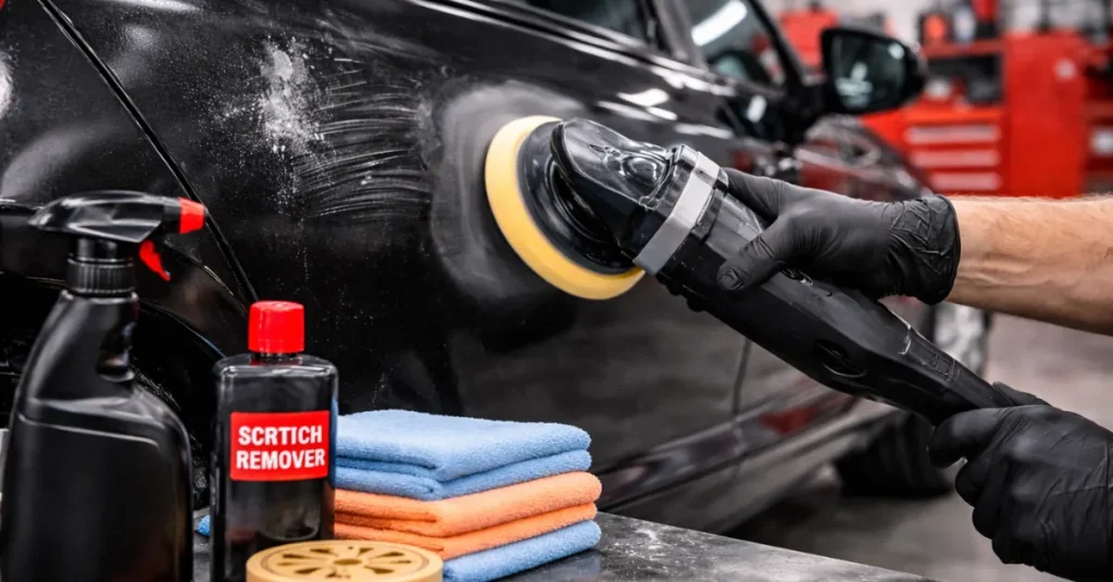 how to remove paint scratches, marks or glue from car body